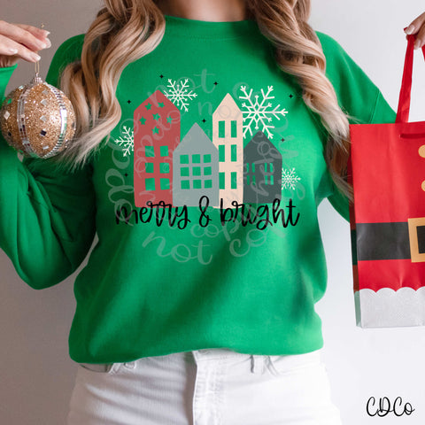 Merry and Bright Houses DTF