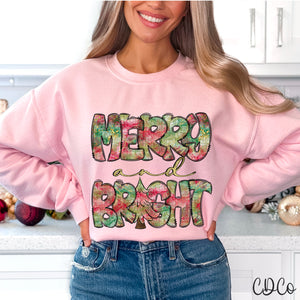 Merry and Bright Christmas Watercolor 2130 DTF