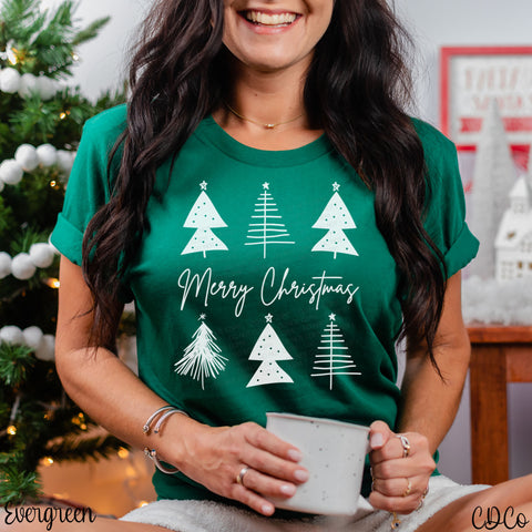 White Merry Christmas Tree Mix DTF