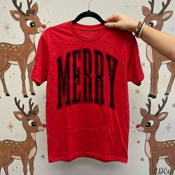 Merry Distressed (4 colors) DTF - Chase Design Co.