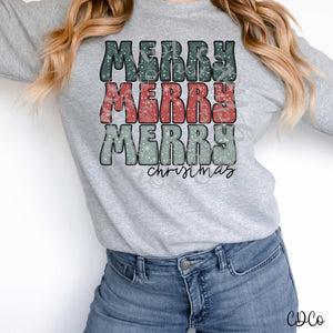 Snowy Merry Christmas Stacked DTF