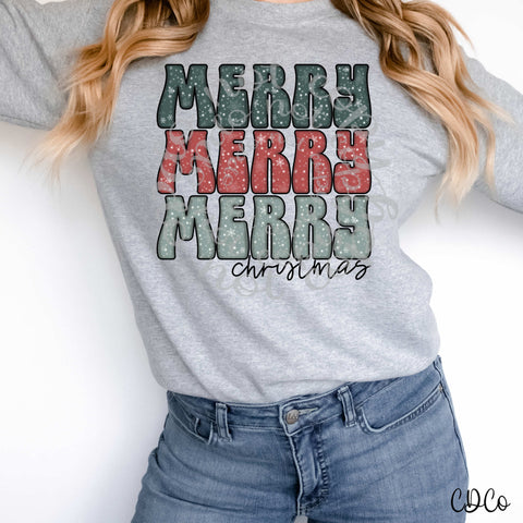 Snowy Merry Christmas Stacked DTF