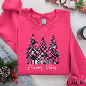 Merry Vibes Pink Black 2269 DTF