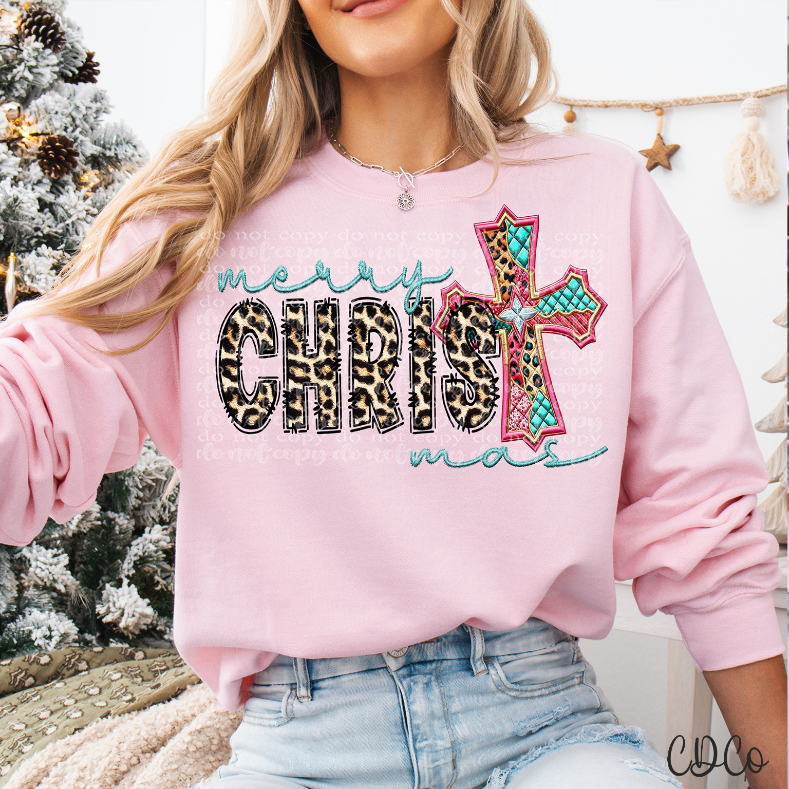 Merry Christmas Cross Faux Accents 3047 DTF