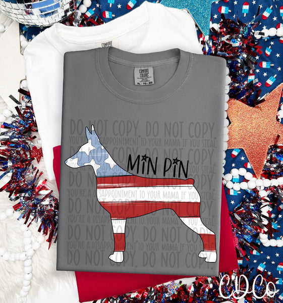 Patriotic Dog Black Text 5 of 7 DTF