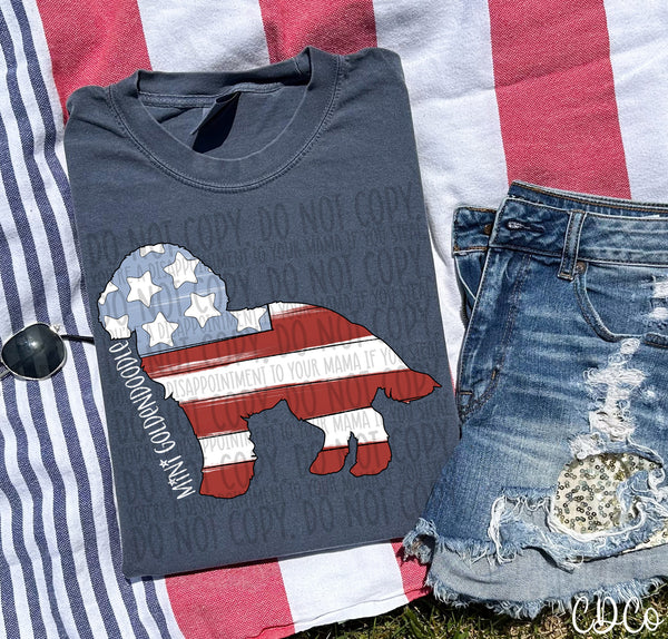 Patriotic Dog White Text 5 of 7 DTF