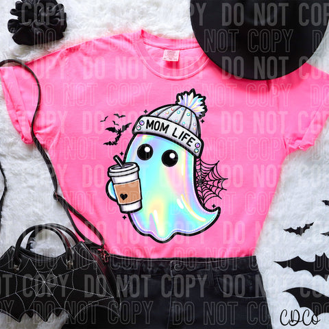 Mom Life Ghost Faux Holo DTF