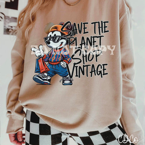 Mouse Save the Planet Shop Vintage 3497 DTF