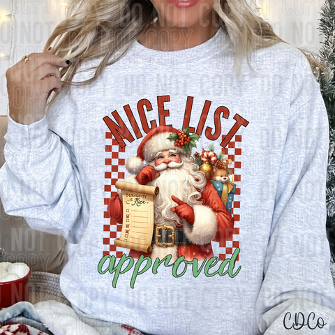 Nice List Approved Red Checked DTF