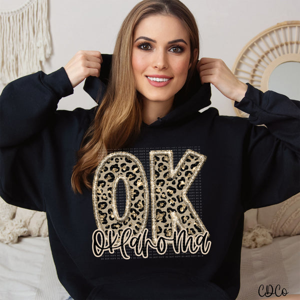 Leopard Faux Embroidery & Glitter States DTF (NC-WV)