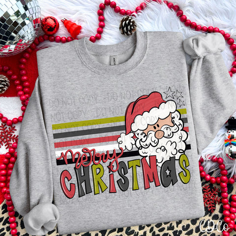 Merry Christmas Retro Stripe Santa 3153 DTF