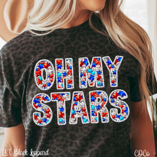Oh My Stars Faux Embroidery Sparkle DTF