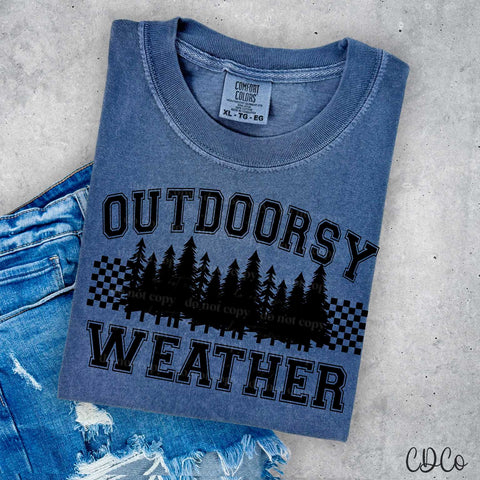 Outdoorsy Weather Checkered Black DTF