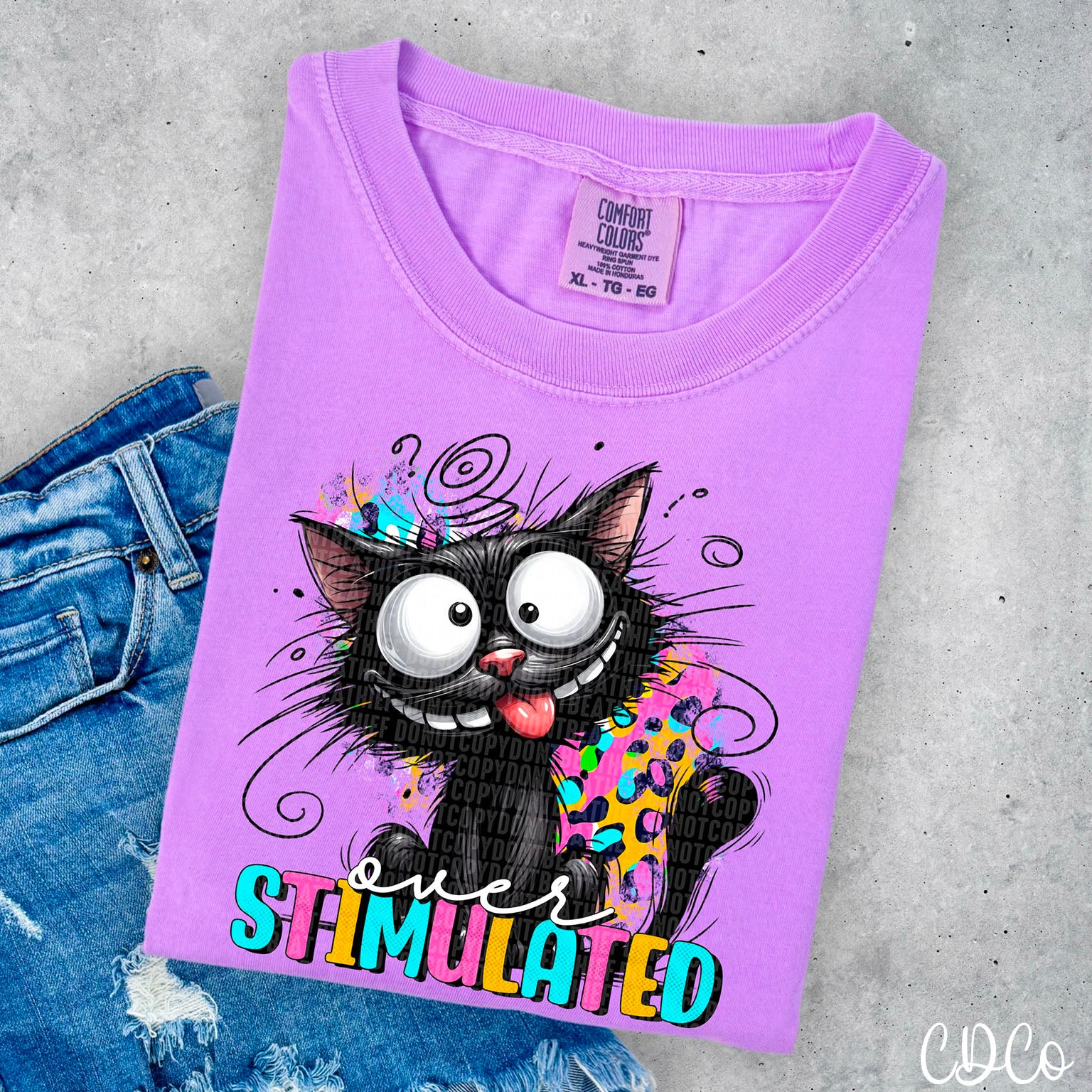 Over Stimulated Cat DTF