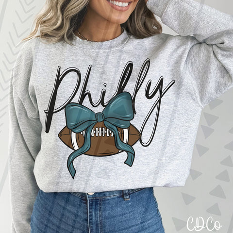 PE Script Football Red Bow 2492 DTF