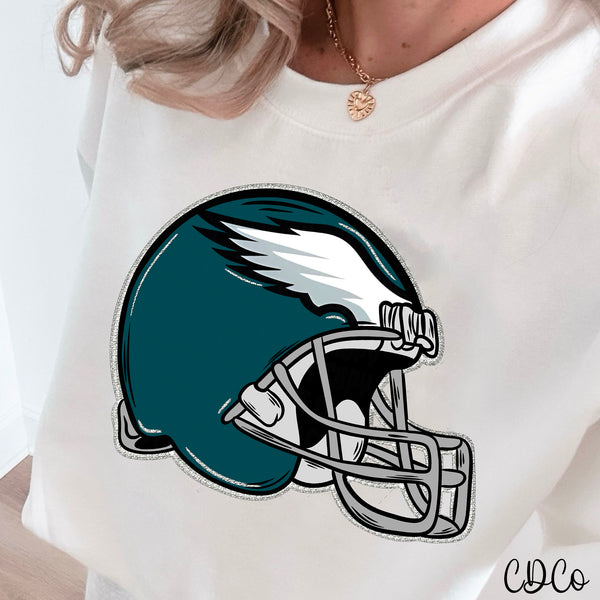 Faux Embroidery Glitter Helmets DTF