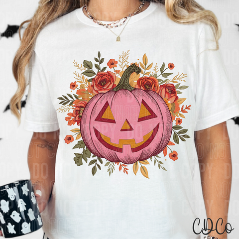 Pink Floral Jack o Lantern 6764 DTF