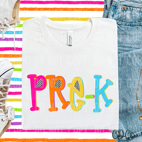 Pre-K Colorful Checkered 6396 DTF