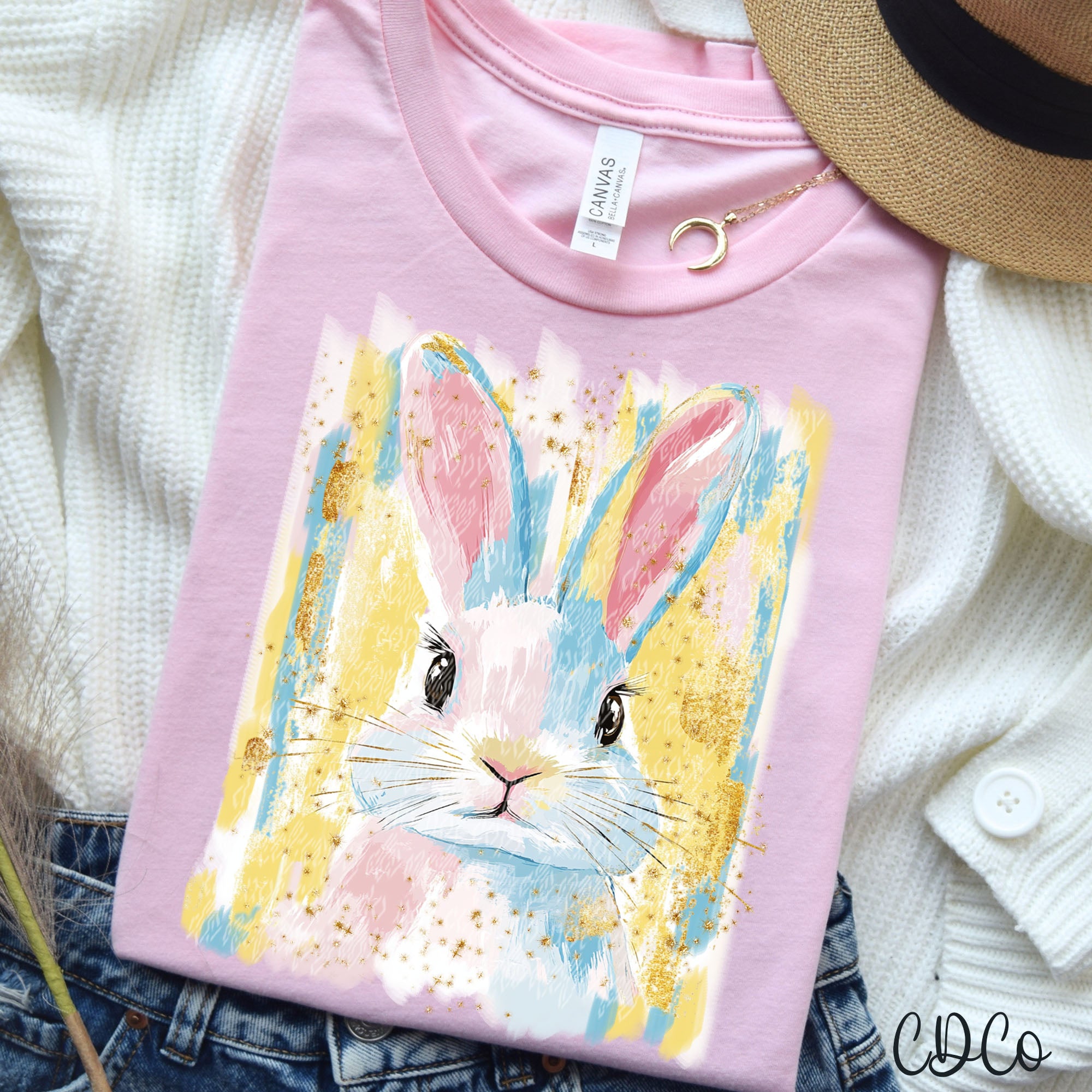 Painted Bunny Pastel Strokes 2913 DTF