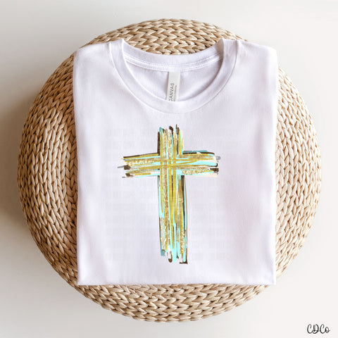 Painted Cross Faux Gold Accents 5527 DTF
