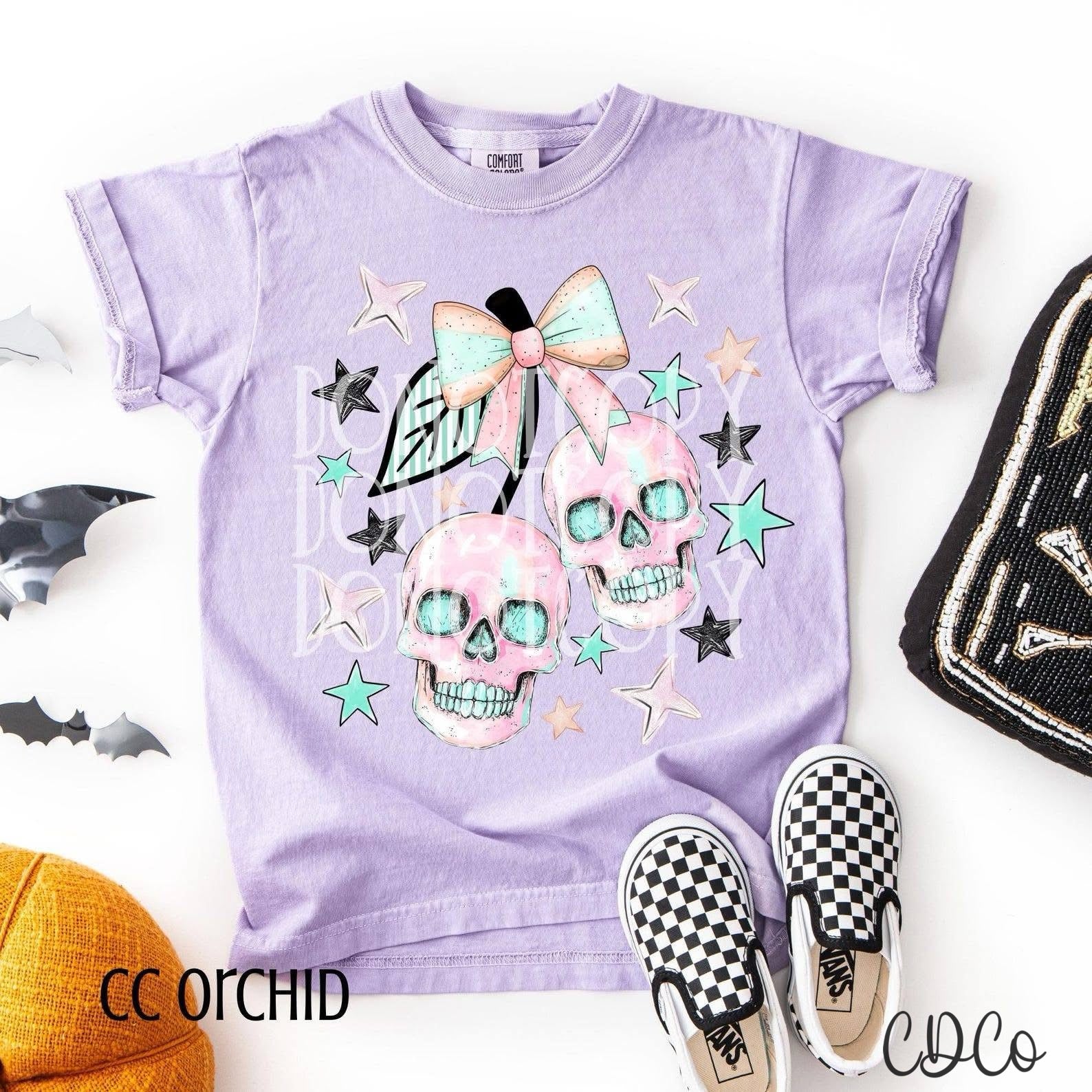 Pastel Skull Cherries Bow - 7221 DTF