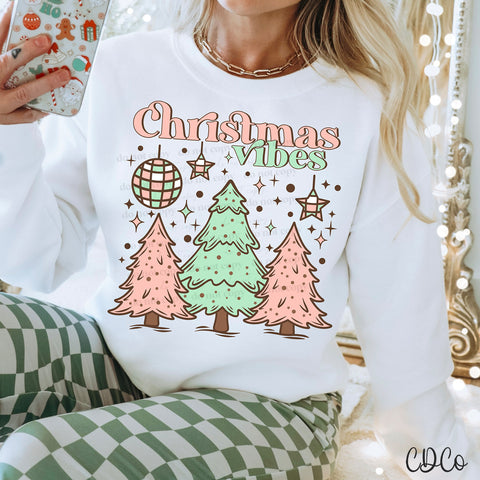 Pastel Christmas Vibes Tree Trio DTF