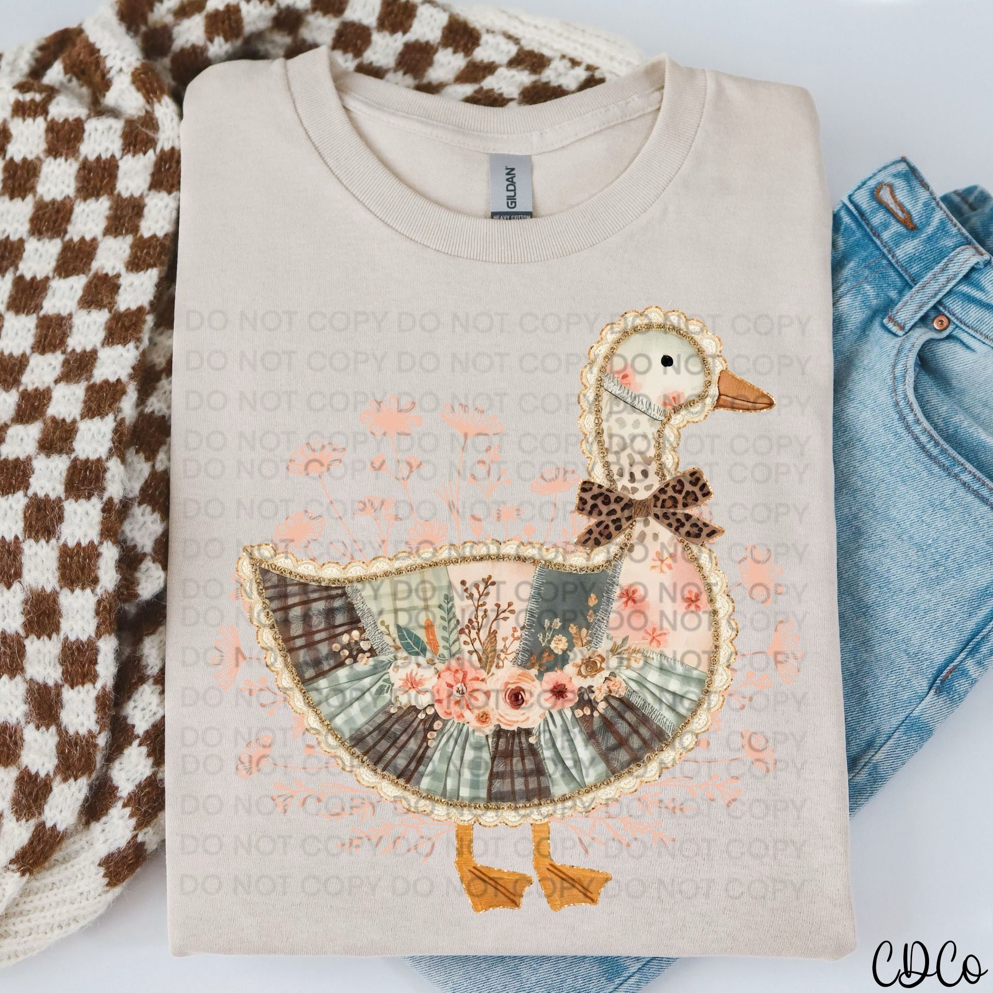 Patchwork Floral Goose - 8761 DTF – Chase Design Co.
