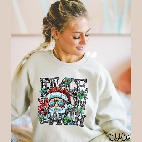 Peace on Earth Faux Bling DTF