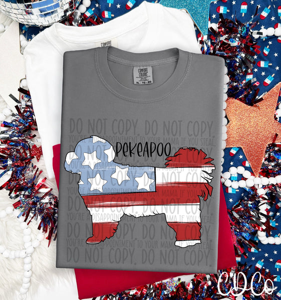Patriotic Dog Black Text 5 of 7 DTF