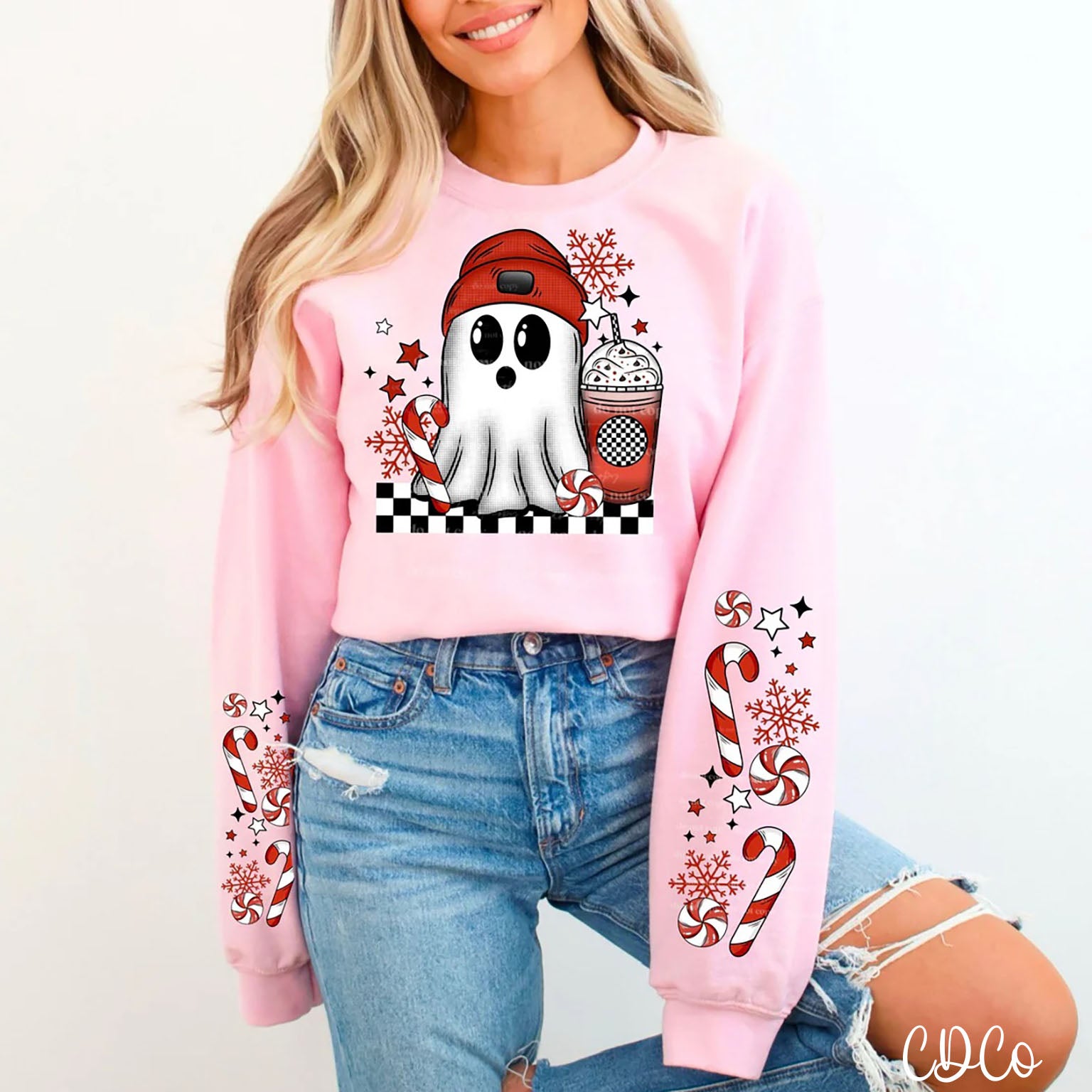 Peppermint Mocha Ghost w/2 Sleeves DTF