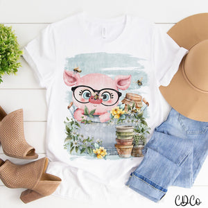 Pig in Bucket Floral Bees DTF