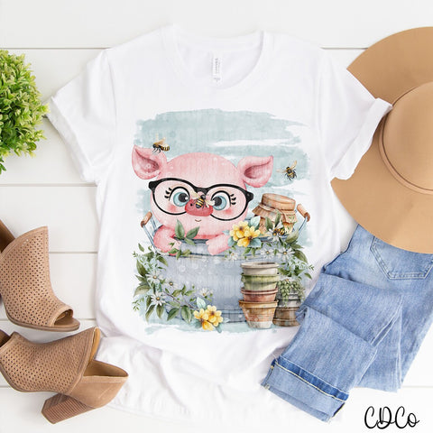 Pig in Bucket Floral Bees DTF
