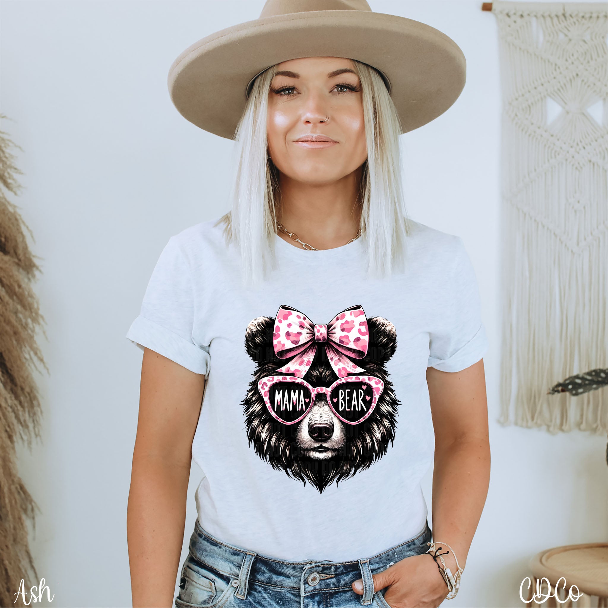 Pink Bow Mama Bear DTF