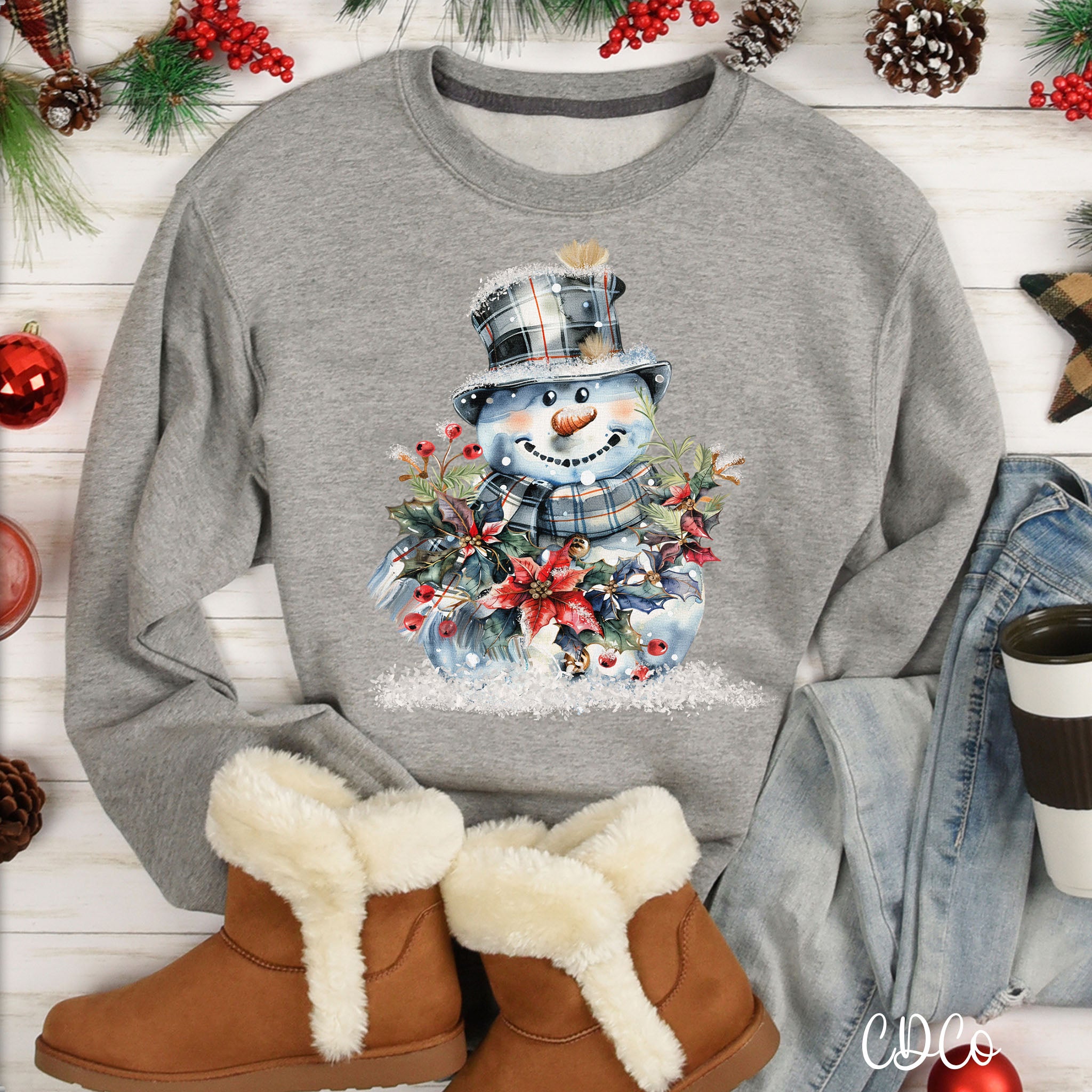Poinsettia Painted Snowman 2317 DTF