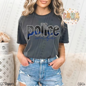 Police Wife Faux Embroidery DTF