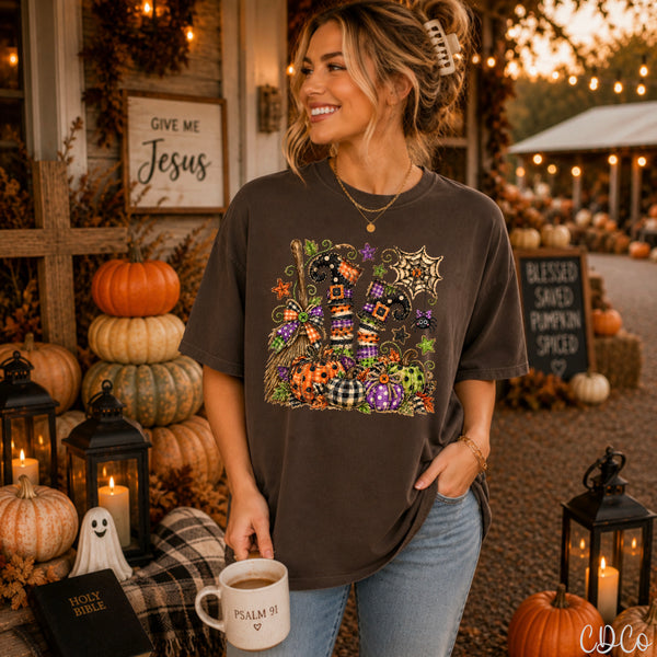 Witch Brooms Pumpkins Patchwork Polly 10926 DTF