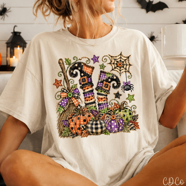 Witch Brooms Pumpkins Patchwork Polly 10926 DTF