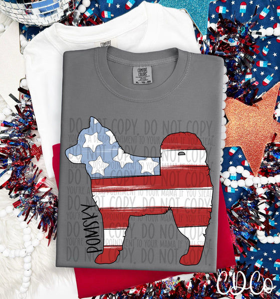 Patriotic Dog Black Text 5 of 7 DTF
