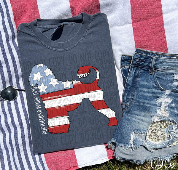 Patriotic Dog White Text 5 of 7 DTF