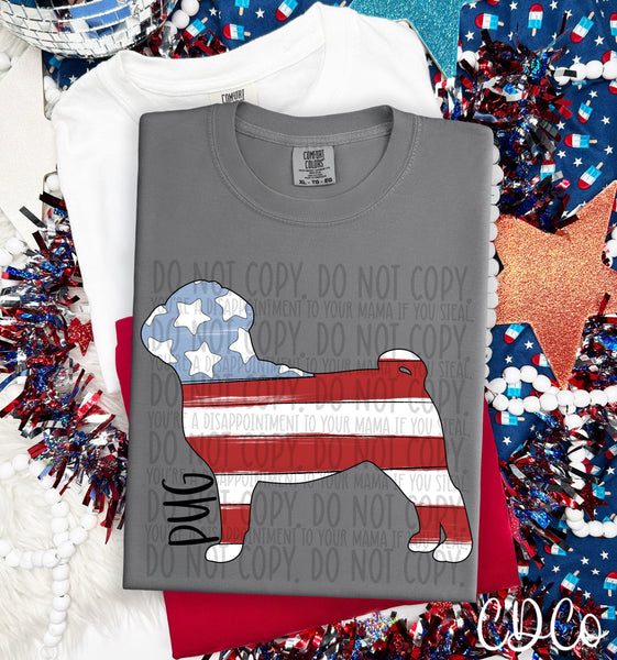 Patriotic Dog Black Text 5 of 7 DTF