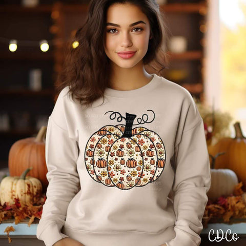 Pumpkin Faux Embroidery Puff DTF