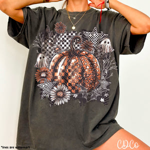 Pumpkin Floral Checked Stars 5670 DTF