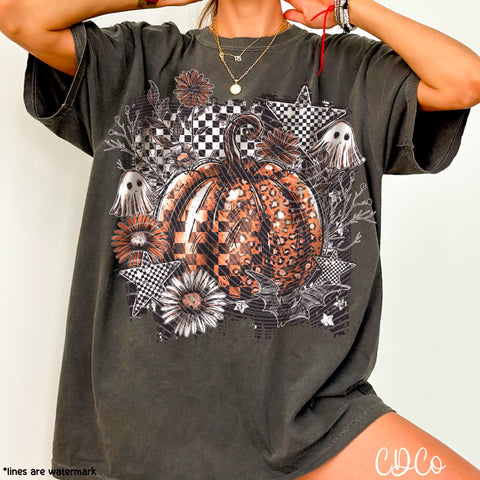 Pumpkin Floral Checked Stars 5670 DTF