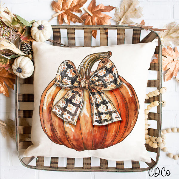 Painted Pumpkin Black Orange Bow 2109 DTF