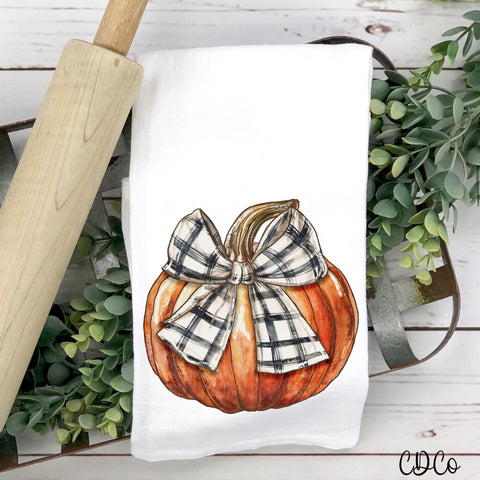 Painted Pumpkin Cream Black Bow 2098 DTF