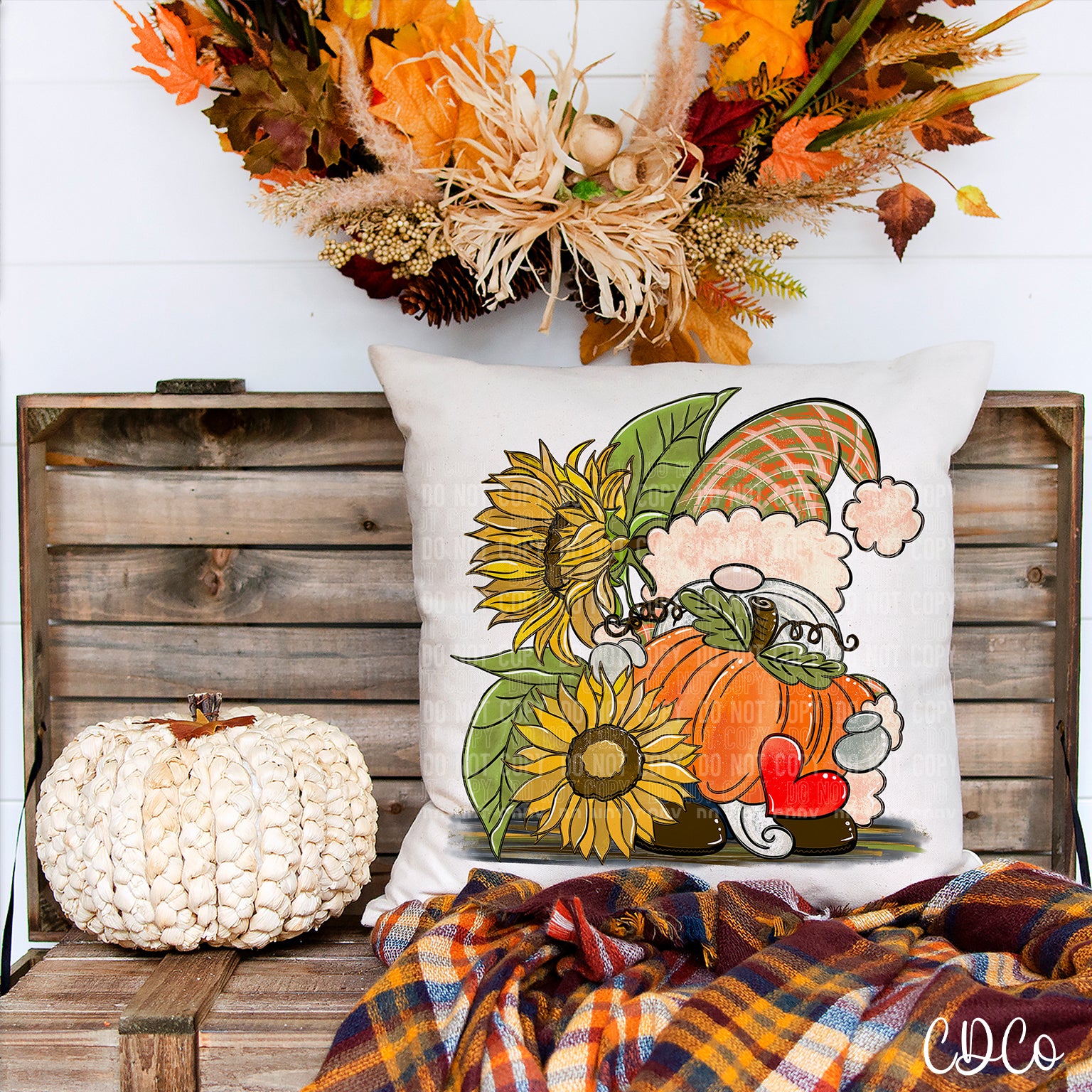 Pumpkin Gnome w/Sunflowers 3022 DTF
