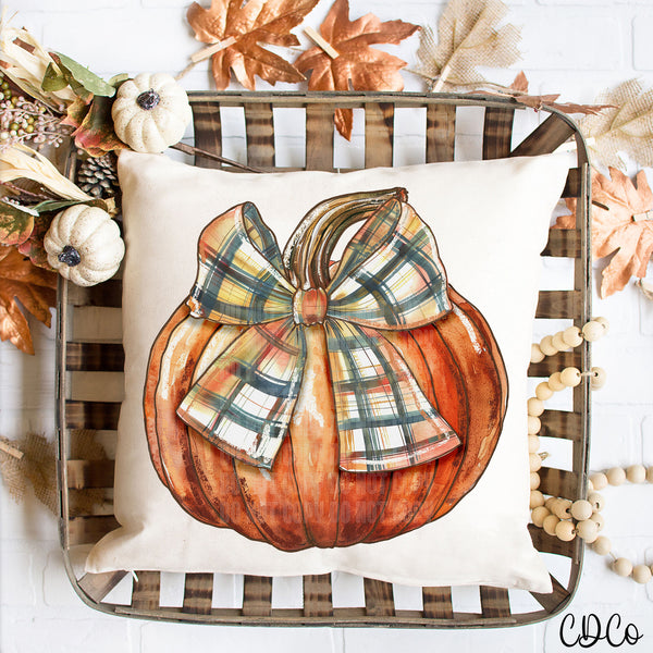Painted Pumpkin Green Yellow Bow 2099 DTF