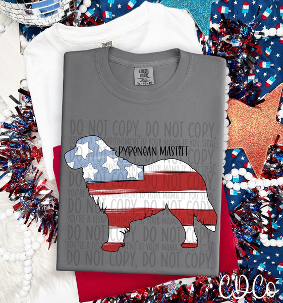 Patriotic Dog Black Text 5 of 7 DTF
