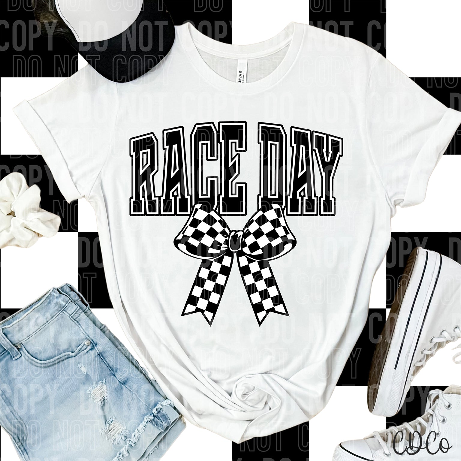 Race Day Checkered Bow 3630 DTF