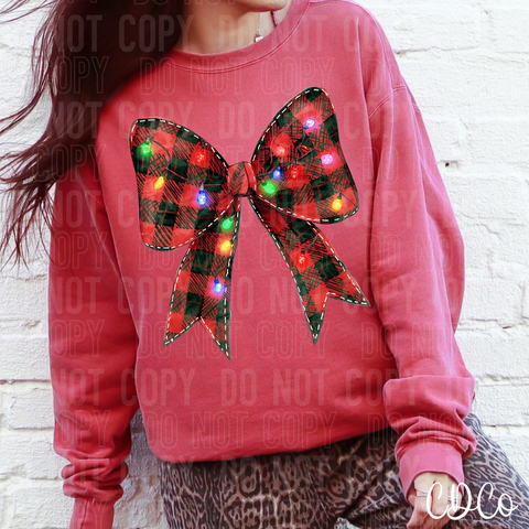 Red Black Checkered Bow Christmas 6765 DTF